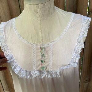 Vintage 70s SEARS Pink Nylon Modest Coquette NIGHT GOWN M